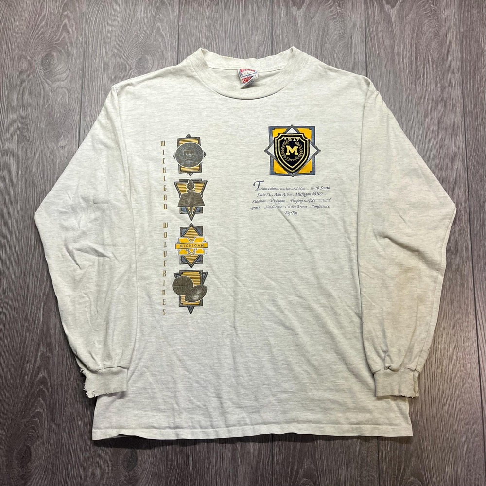 Vintage Michigan University Shirt Large NCAA Sports CCM Nutmeg Long Sleeve